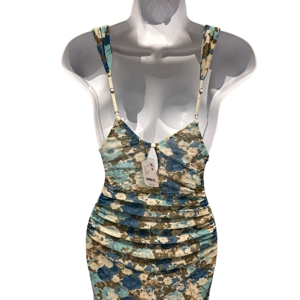 Free People | Long Live Printed Bodycon Dress or Slip Blue | Small New with Tag - Picture 7 of 16